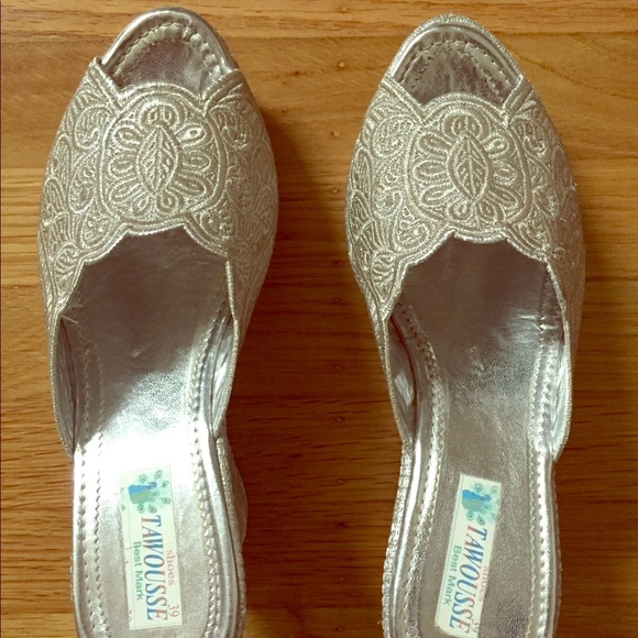 Moroccan Silver Platform Heels 7 Ethnic - Picture 1 of 4